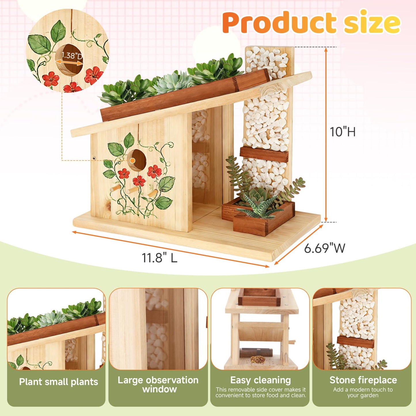 Pontuss Modern Birdhouse Woodworking Kit, Natural Cedar Wooden birdhouses for Outdoors with Paint Set, Creative DIY Birdhouse Gift, Build Your Own Bird House Kit