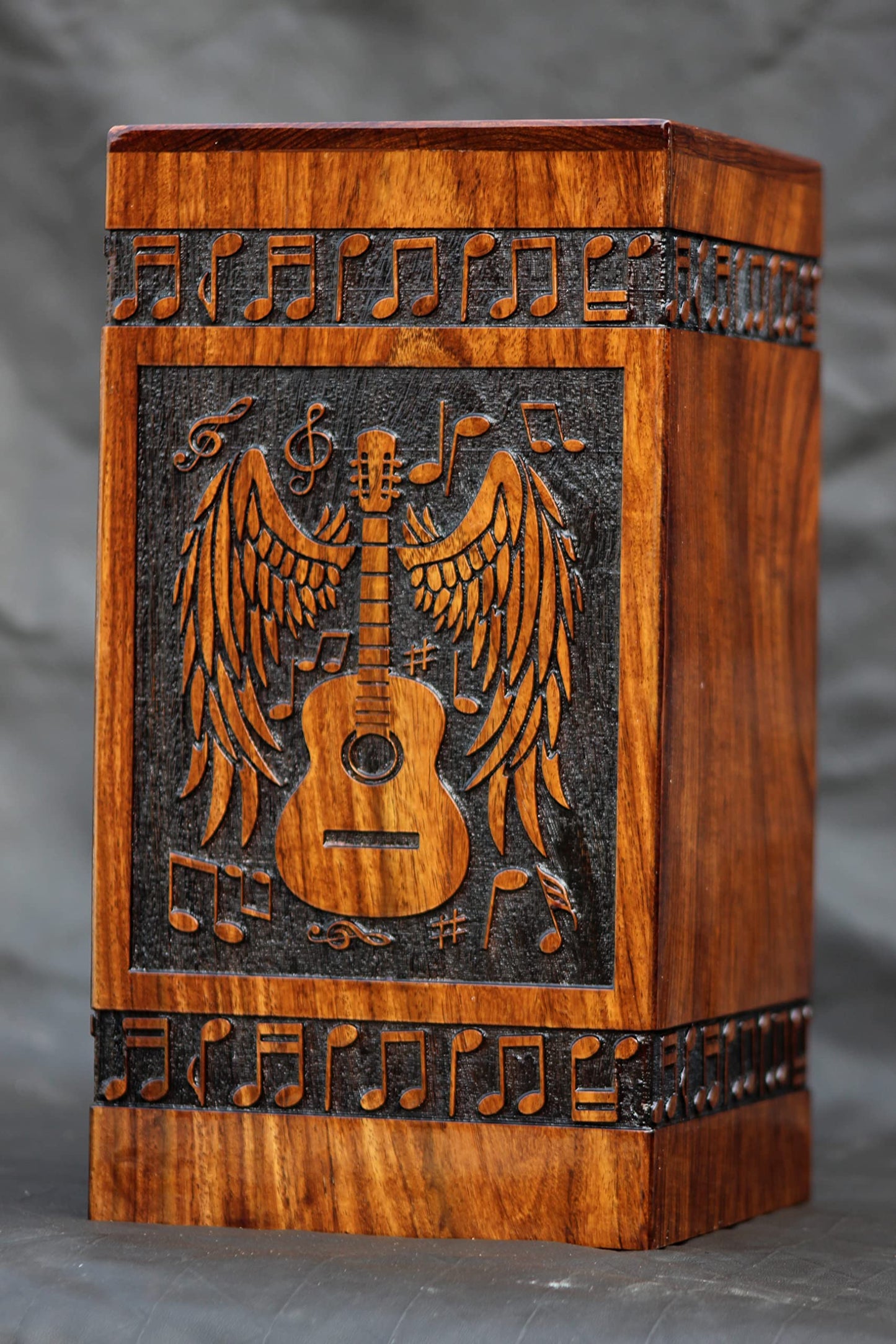Handmade Rosewood Urn for Human Ashes - Eagle Design Wooden Urn Box, Cremation Urn for Ashes Handcrafted - Large Wooden Urn Box (M(9.5X5.5) 172 Cu)