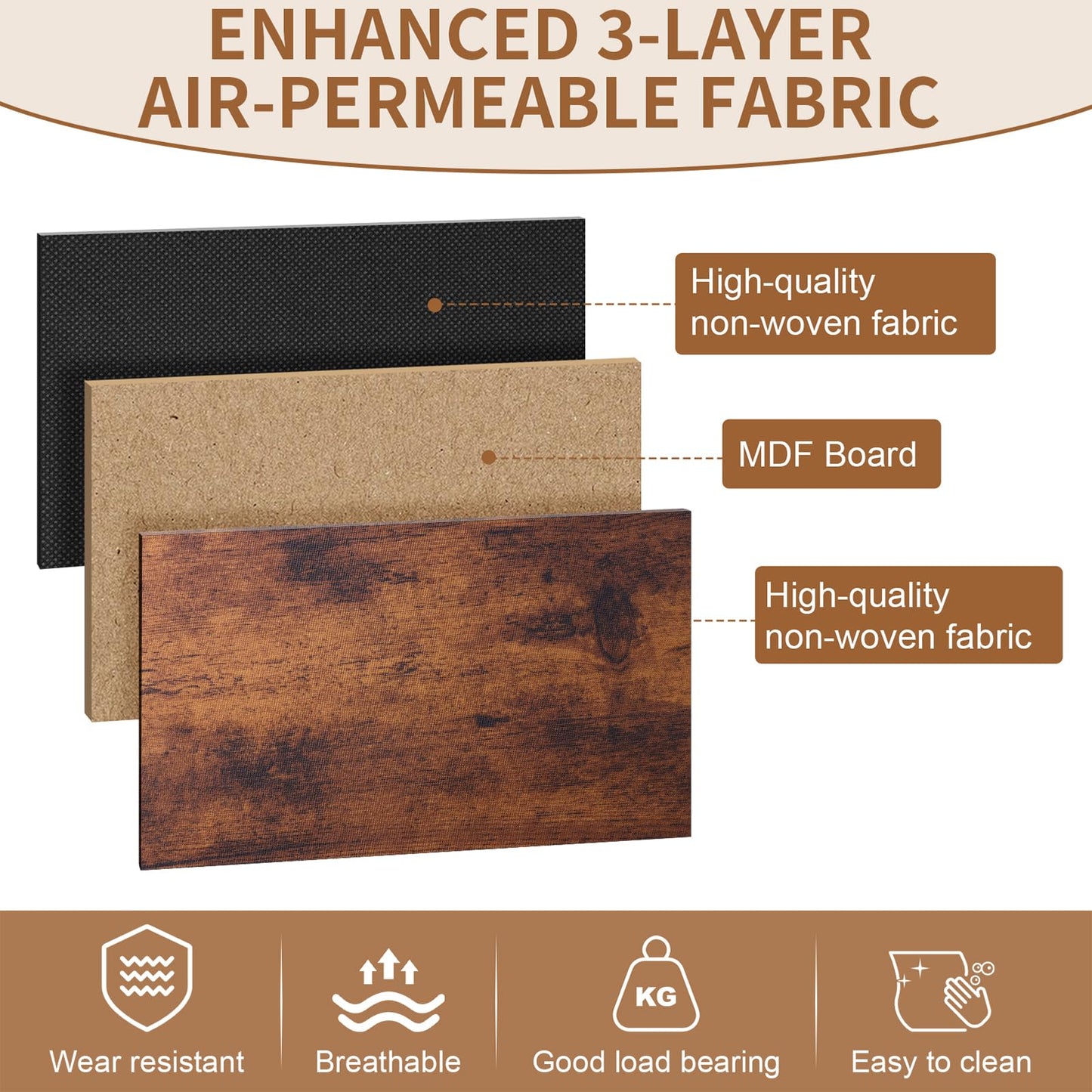 SHAWKEN Dresser for Bedroom with 5 Drawers,Fabric Dresser with One-Piece Steel Frame,Budget-Friendly Organizer for Closet, Hallway, Studio Apartment (Rustic Brown)