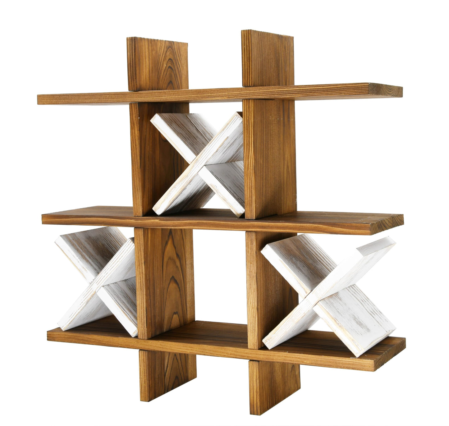 Owlgift Tic Tac Toe Toilet Paper Holder Rack Rustic Burnt Wooden Toilet Paper Storage Bathroom Hanging Storage Wall Mounted Shelves Décor for Toilet Tissue Farmhouse