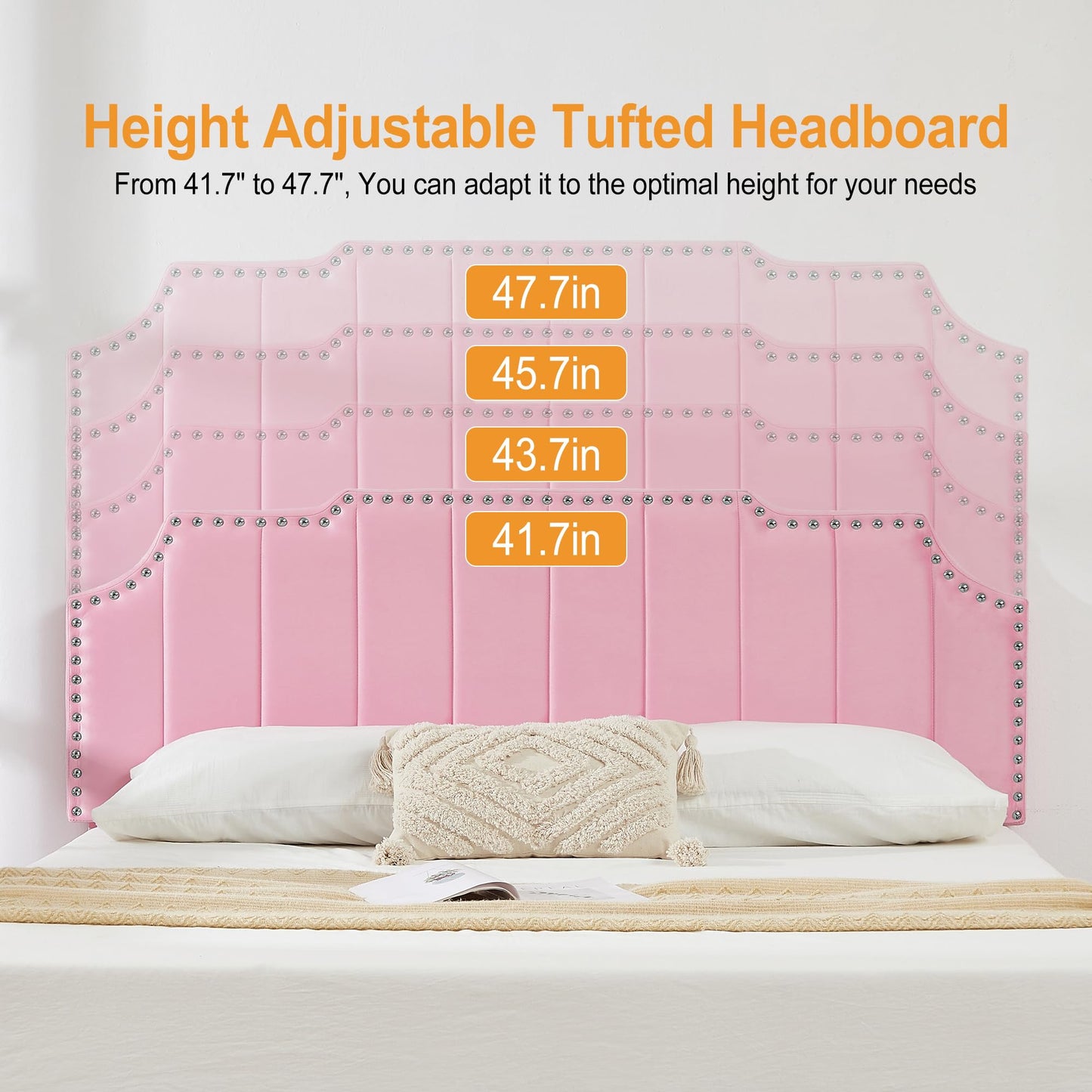 VECELO Full Velvet Upholstered Platform Bed Frame with 4 Rollers Storage Drawers,Full Size Bed with Tufted Height Adjustable Headboard,Wooden Slats/No Box Spring Needed/Easy Assembly