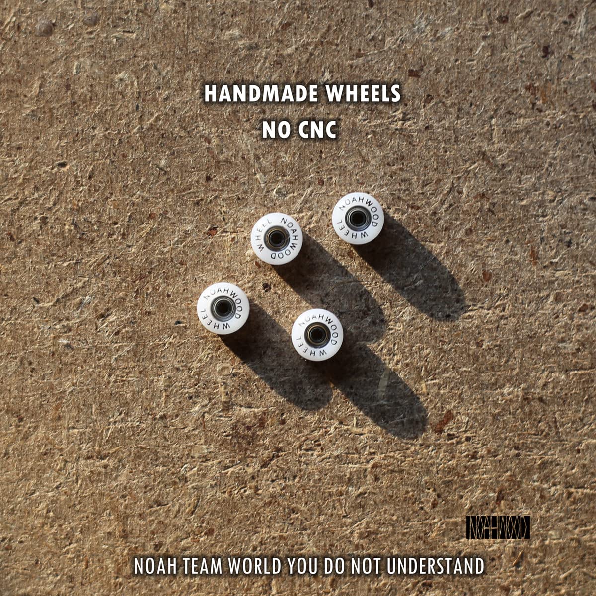NOAHWOOD Wooden Fingerboard Complete Set (Noah Team 9S Short Nose Short Tail Deck) Hand Mould Made(+34mm Prince Silvery Trucks)(+NW Handmade PRO Wheels ii)(Brown)