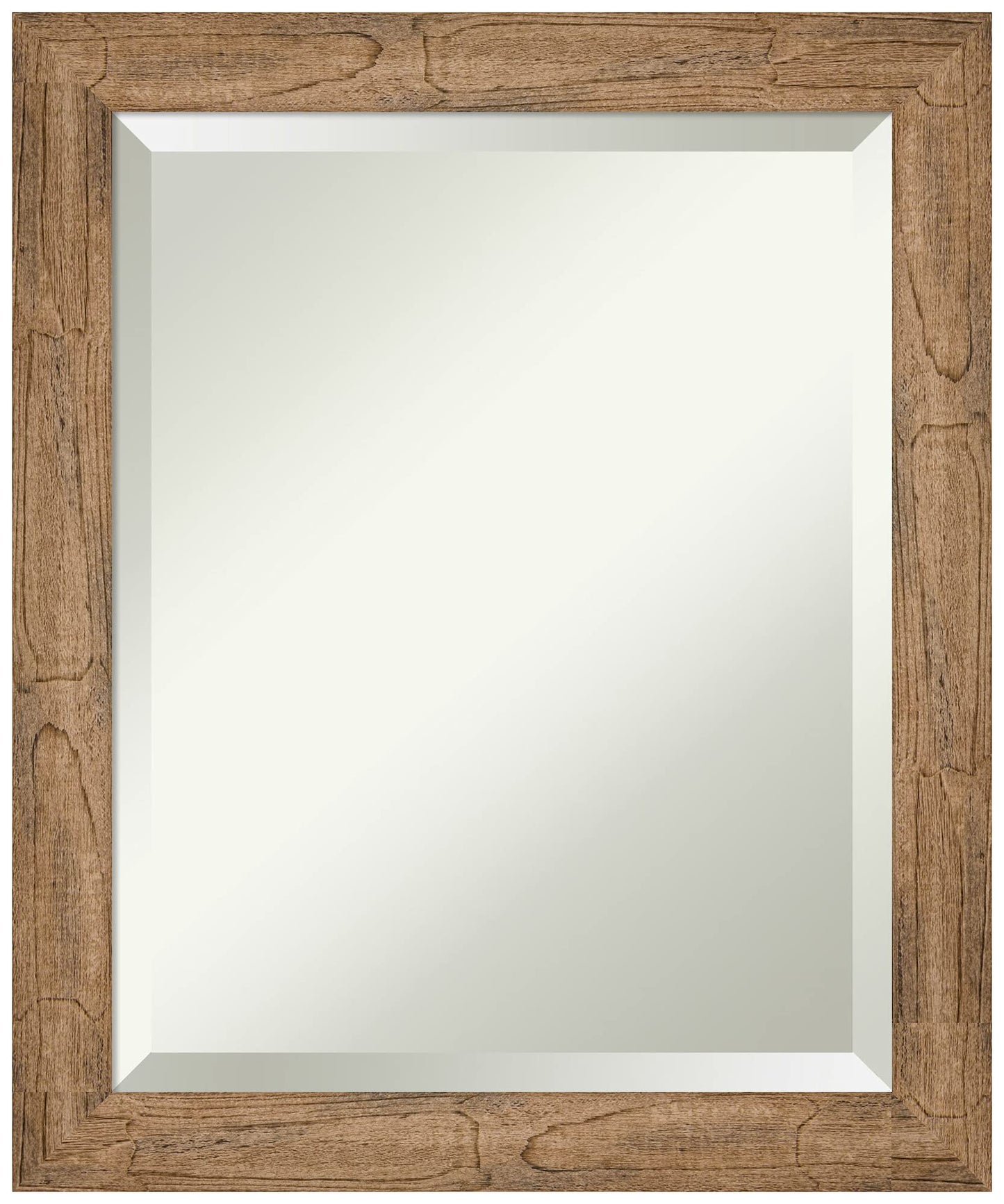 Amanti Art Brown Bathroom Mirror for Over Sink, 24x20 Owl Brown Narrow Rectangle Vanity Mirror, Small Rustic Farmhouse Wood Frame, Hangs Horizonally and Vertically, Bathroom Wall Decor, Beveled Edge