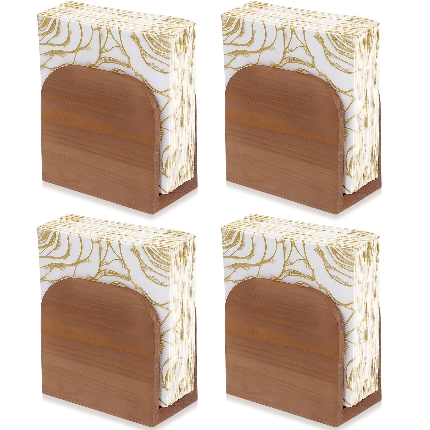 Colingmill 4 Pcs Wood Napkin Holder for Table Upright Paper Napkin Storage Rustic Tissue Dispenser Dispensers for Kitchen Dining Room Table Decor