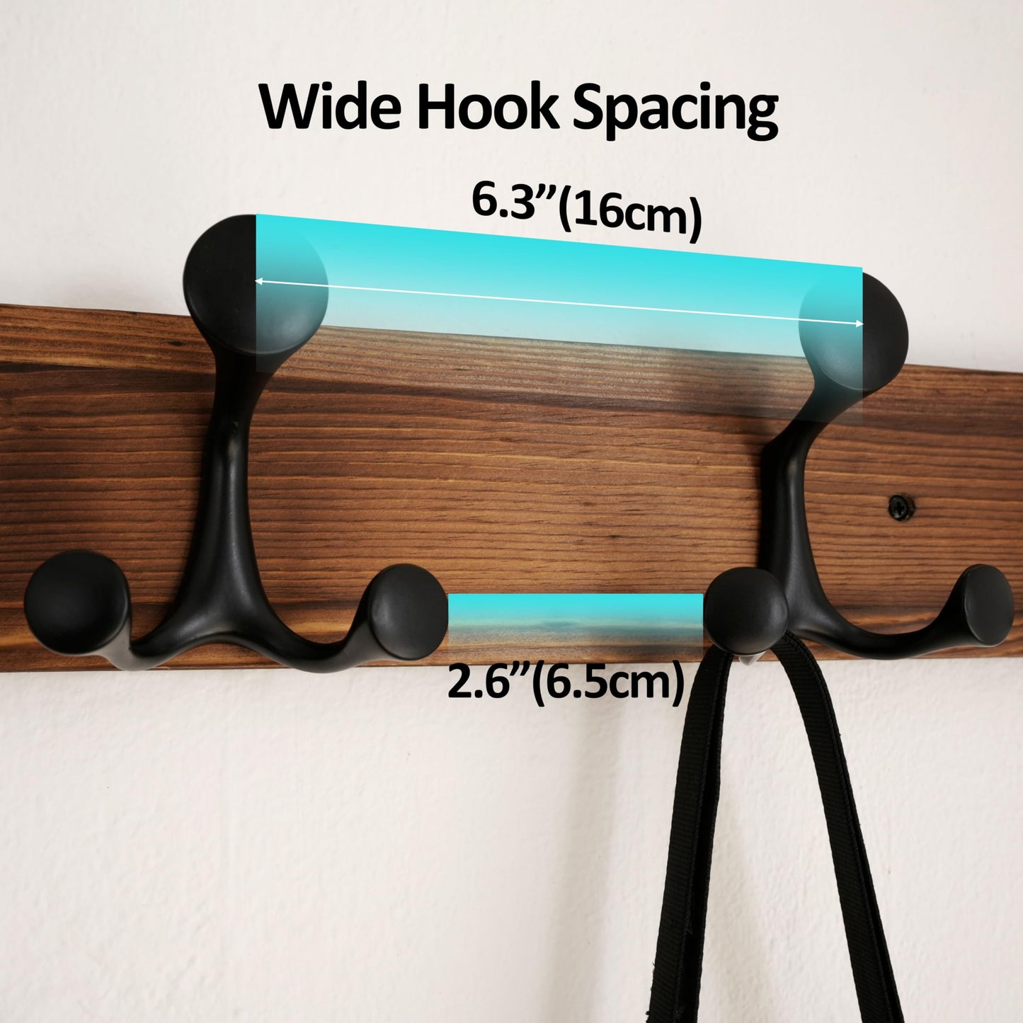 WEBI Coat Rack Wall Mount,24" Solid Wood Coat Hooks Wall Mounted Coat Hanger,16" Hole to Hole,Heavy Duty Hook Rack,4 Triple Hooks for Hanging Coats,Jacket,Hat,Backpack,Farmhouse,Brown