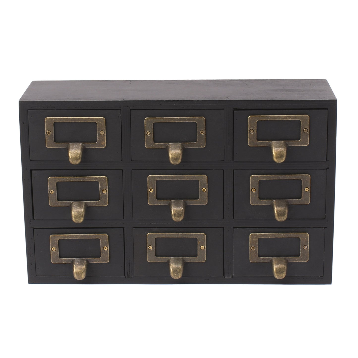 Kate and Laurel Apothecary Wood Desk Drawer Set, 9 Drawers, Rustic Black
