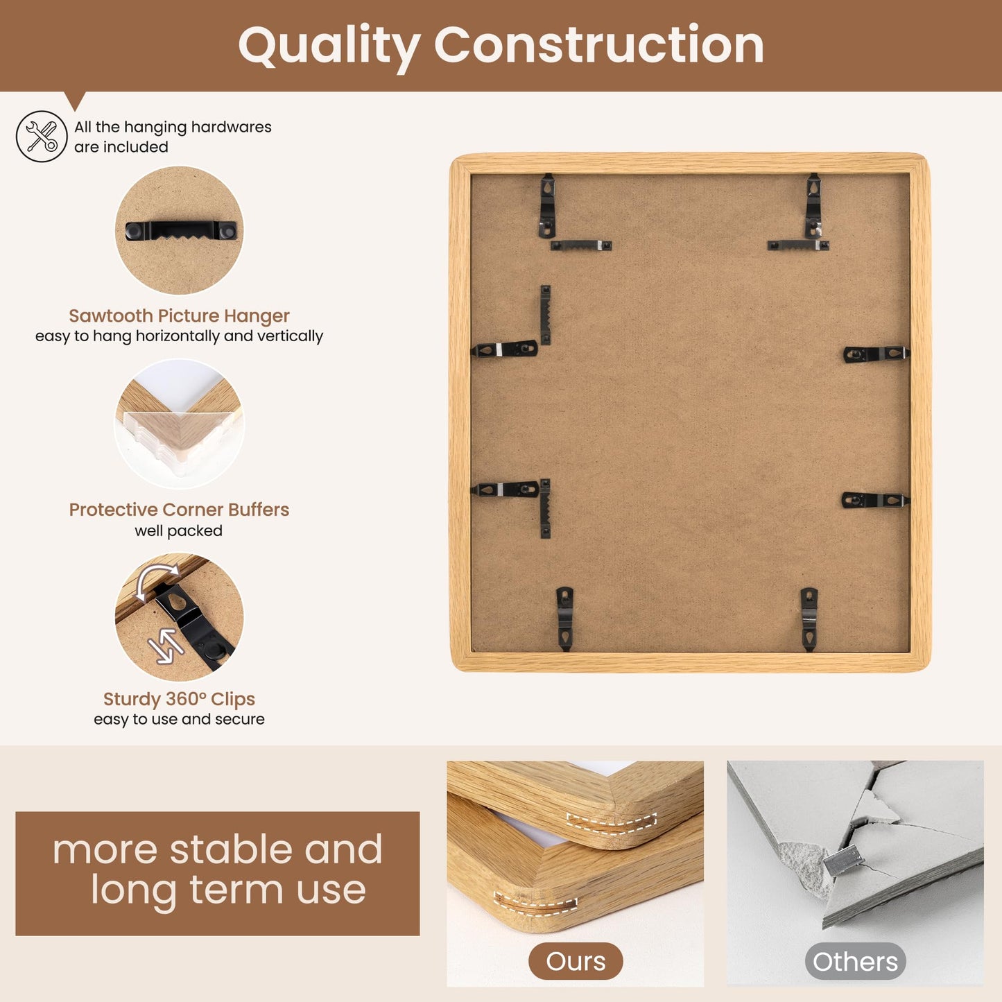FLYJOE 12x12 Picture Frame,Solid Oak Wood 12x12 Photo Frame with Mat for 8x8 Photos,12 x 12 Wooden Frames with HD Tempered Glass,12 by 12 Wood Frame,Vertical & Horizontal Wall Hanging Display