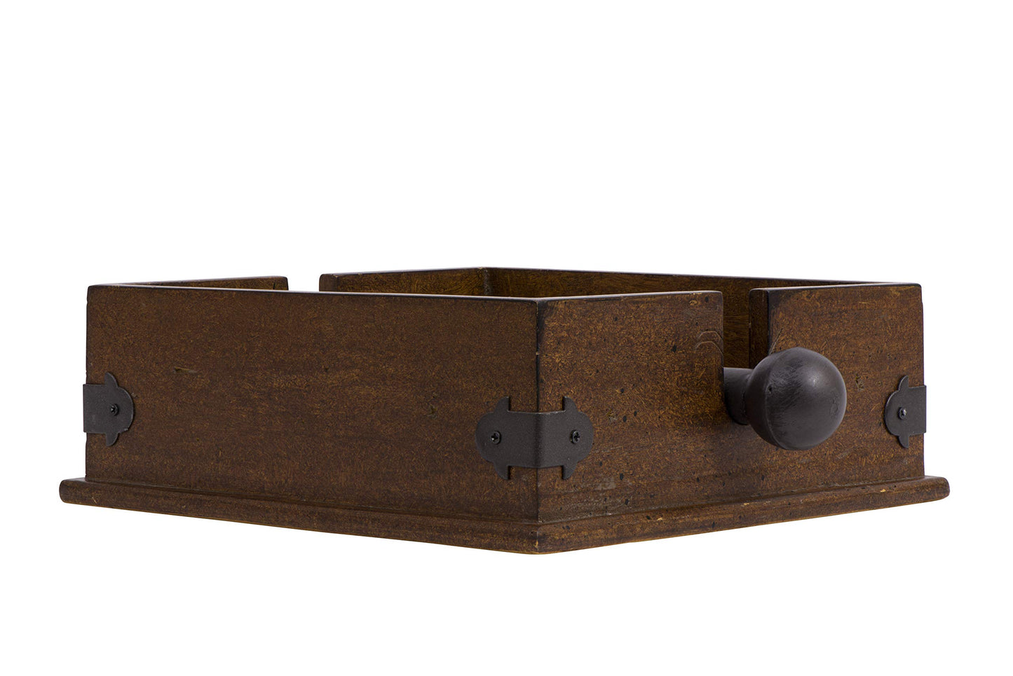 Creative Co-Op Square Wood Napkin Holder with Metal Bar