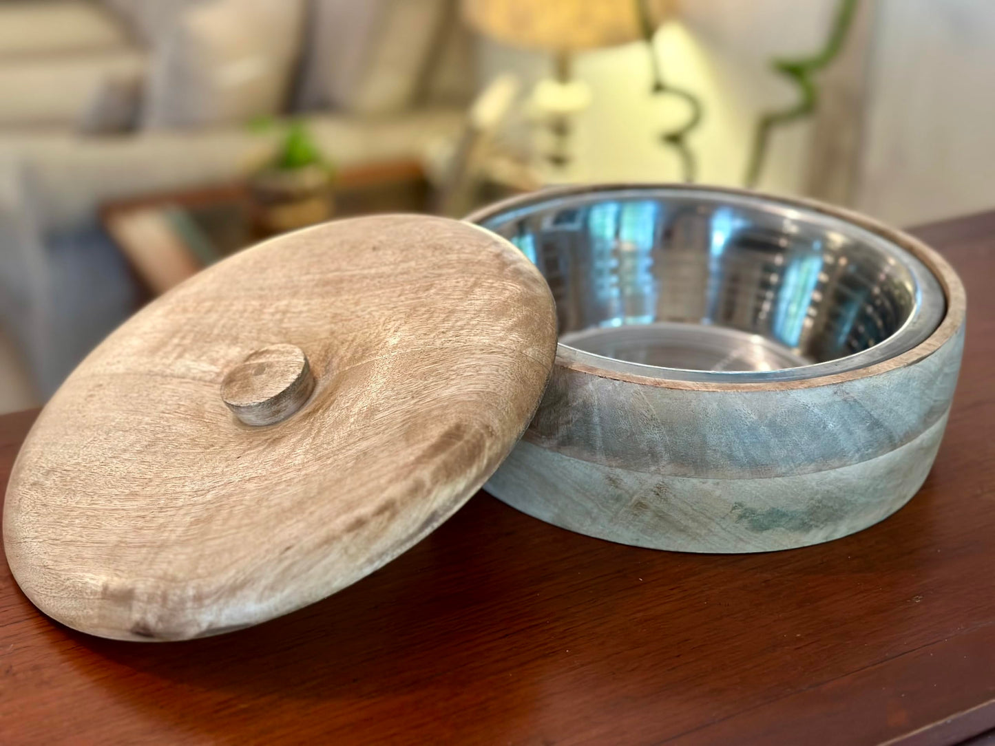 Handcrafted Wooden Mexican Tortilla Warmer Basket Indian Chapati Roti Bread Holder Box Pancake Keeper Serveware Hot Pot Casserole Dish With Lid Home Kitchen Dining Decor, Natural Brown, 9 x 3 Inches