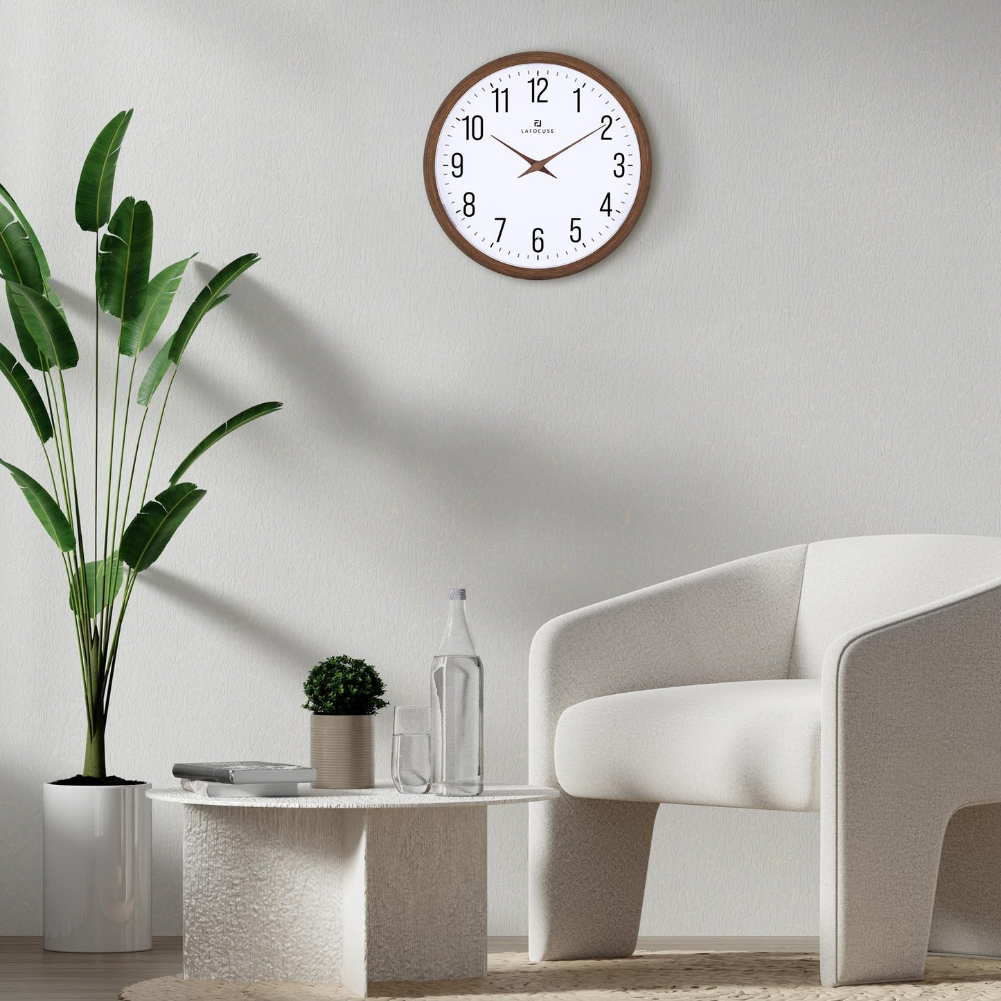 Lafocuse 12 Inch Brown Night Light Wall Clock Battery Operated, Silent Light up Wall Clocks Glow in the Dark for Bedroom Living Room Office