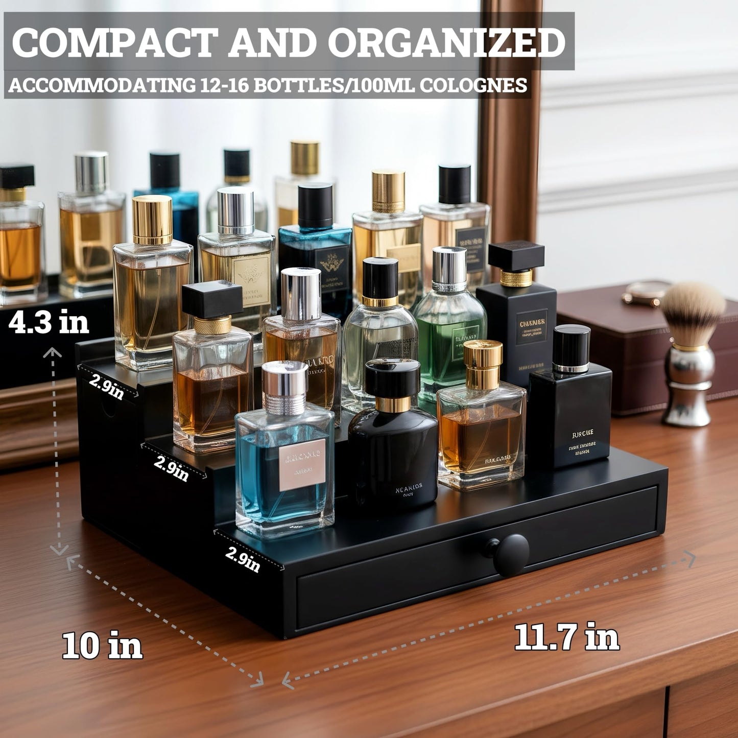 3 Tier Black Cologne Organizer with 4 Tier Grey one
