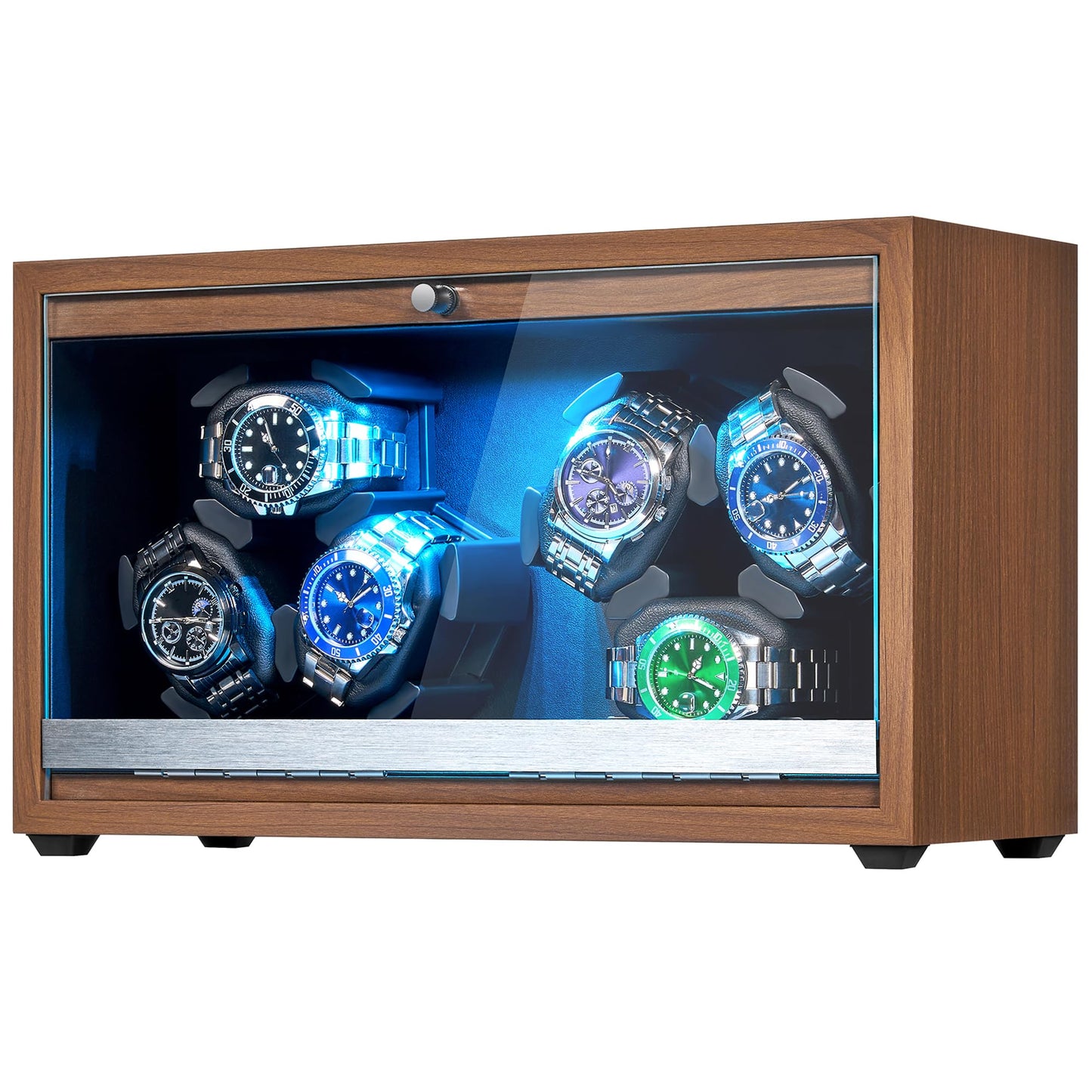 ANWBROAD Watch Winder 6 with LED and Super Quiet Motor 4 Rotating Modes Watches Winder box Watch Shaker with Type-C Adapter UJWW003A