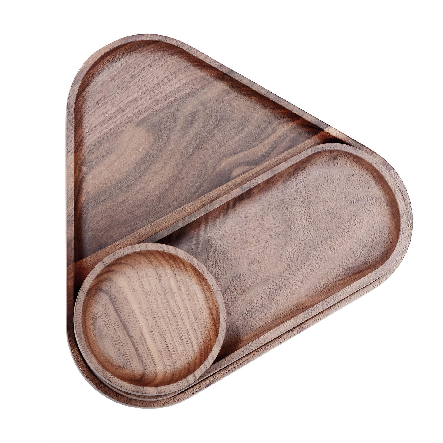 Normcore 3 Pack Wooden Serving Trays, Wood Serving Tray Wooden Decorative Coffee Tea Platter, Genuine American Walnut Serving Platters Set, Set of 3 for Living Room, Coffee Table, Home Decor