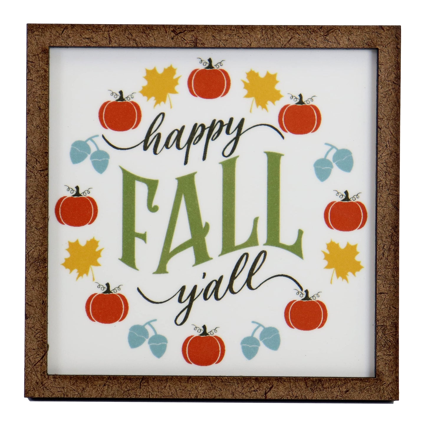 Happy Fall Y'all Sign - Tier Tray Sign - Fall Décor - Mini Wooden Sign - Wood Sign - Shelf Sitter - Home Decor -Kitchen Decor (4" x 4")