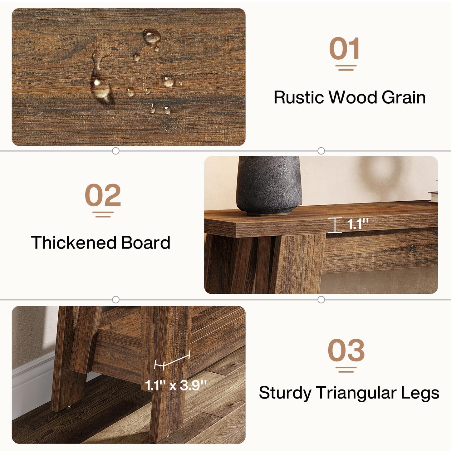 Tribesigns 41.3" Farmhouse Console Table, 2-Tier Wooden Entryway Table with Storage, Rustic Narrow Behind Couch for Living Room, Hallway, Foyer, Rustic Brown