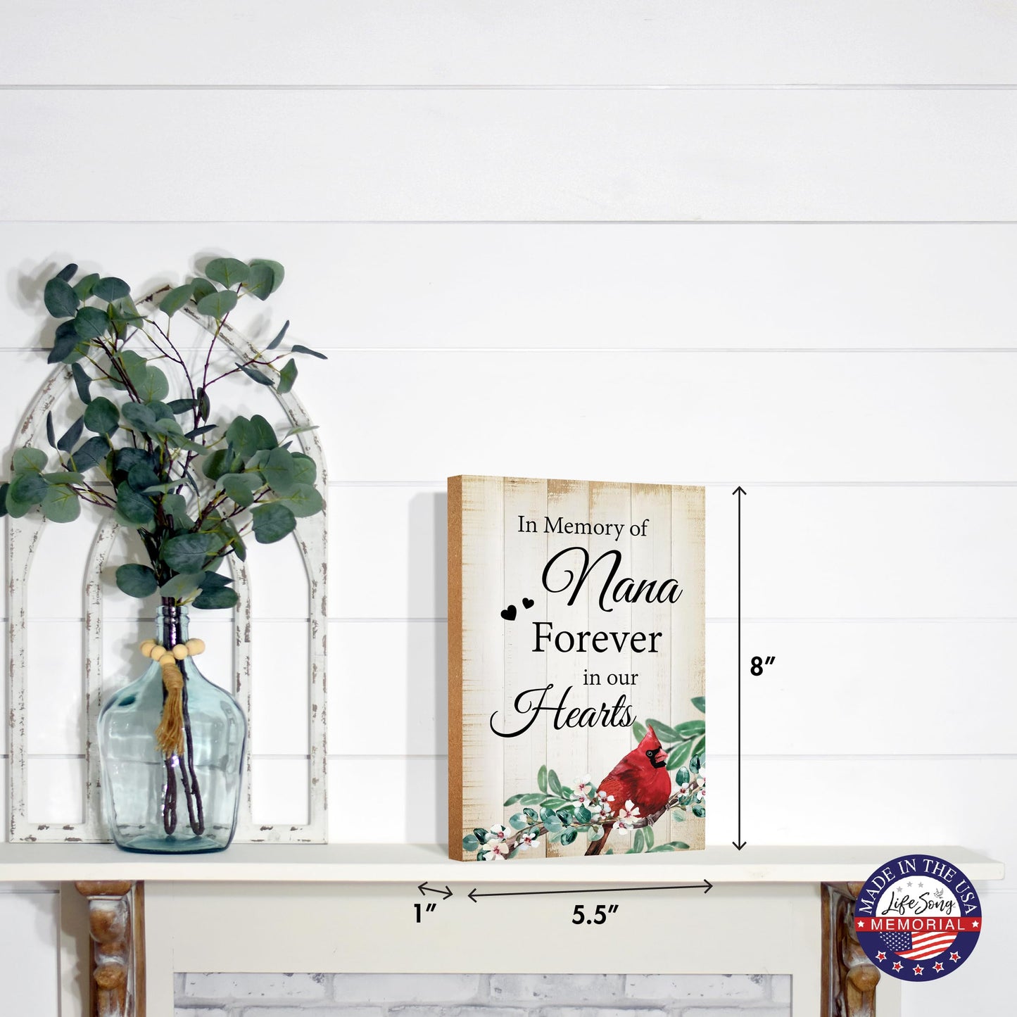LifeSong Milestones Wooden Memorial Shelf Décor & Tabletop Signs | Loving Memory Gifts | Handcrafted Keepsakes (In Memory Of Nana (White))