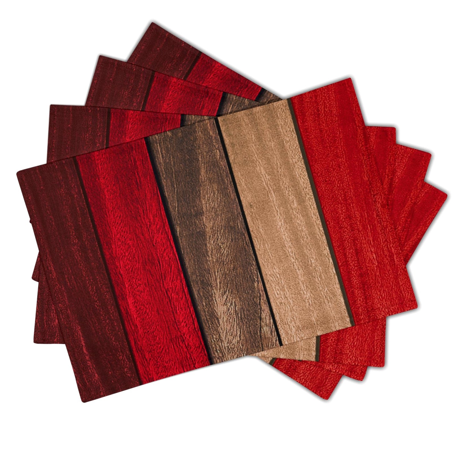 Giwawa Rustic Wood Placemats Set of 4- Retro Red Brown Wooden Board Linen Place Mat 12x18 Inch- Farmhouse Country Style Washable Heat Resistant Table Mats for Kitchen Dining Cabin Decor