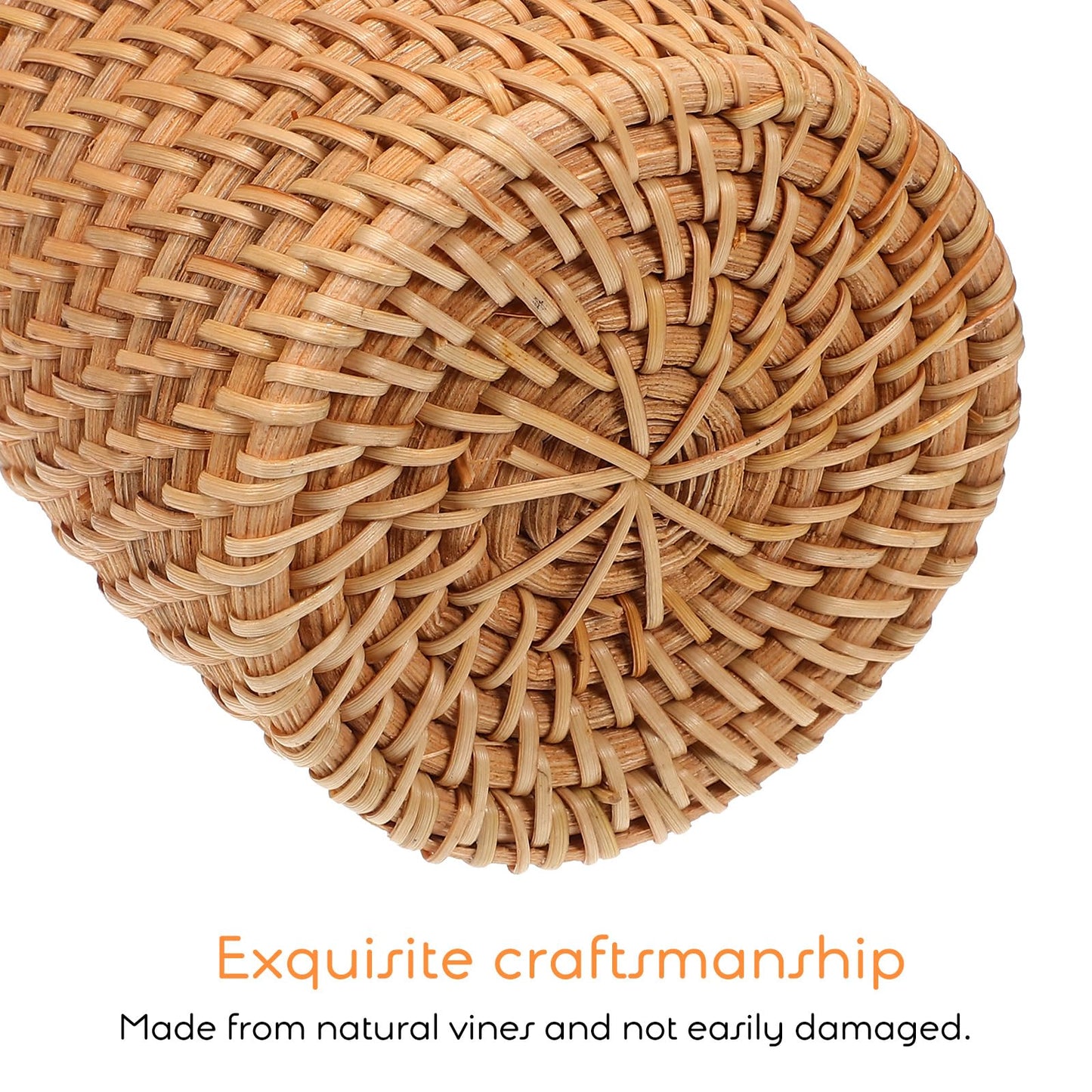 Lurrose 2pcs Rattan Pencil Holder Handmade Pen Cup Wicker Makeup Brushes Holder Woven Vine Pen Container Desk Organizer for Home Office Desktop Kitchen Utensil