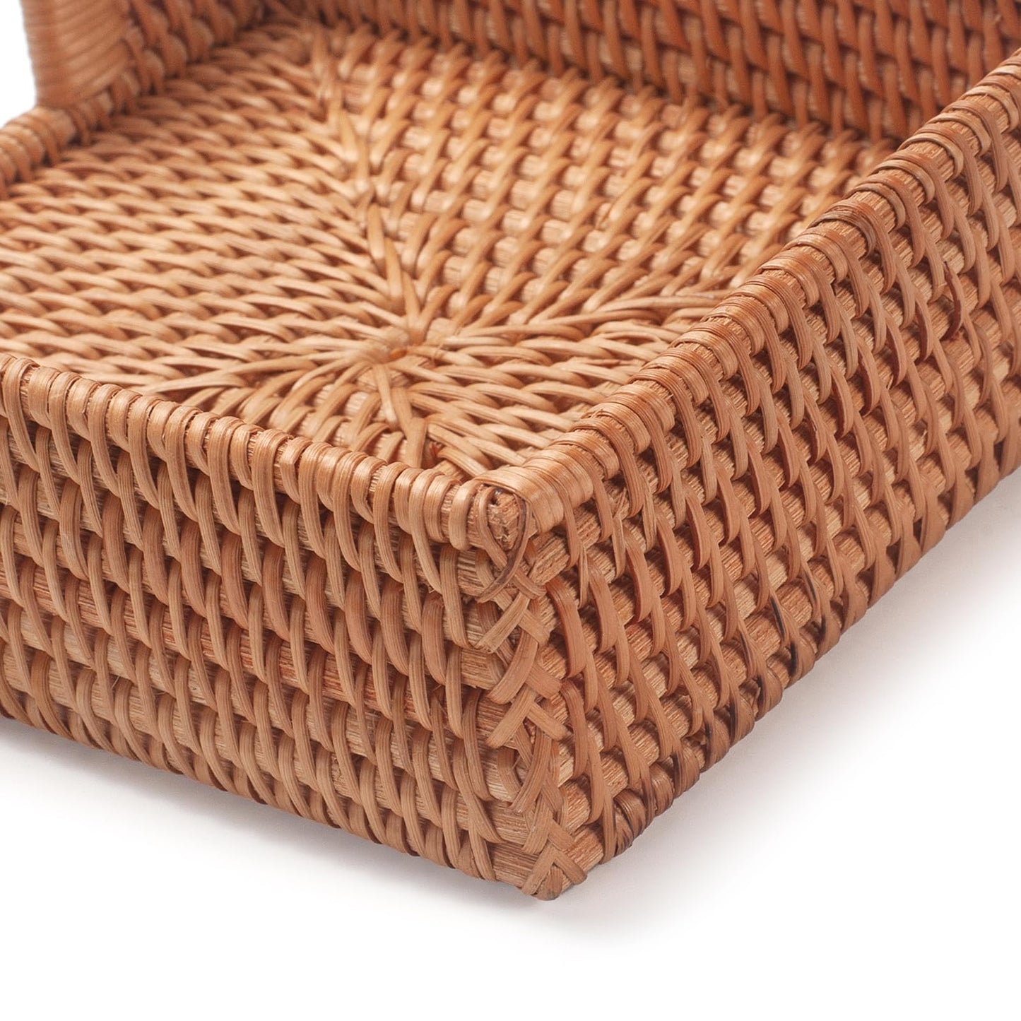 Rattan Napkin Holder Square, Napkin Holders for Paper Napkins, 7.5" x 7.5" x 2.5", Wicker Napkin Tray, Woven Guest Towel Holder for Restaurant/Kitchen/Bathroom Napkin Holder for Table