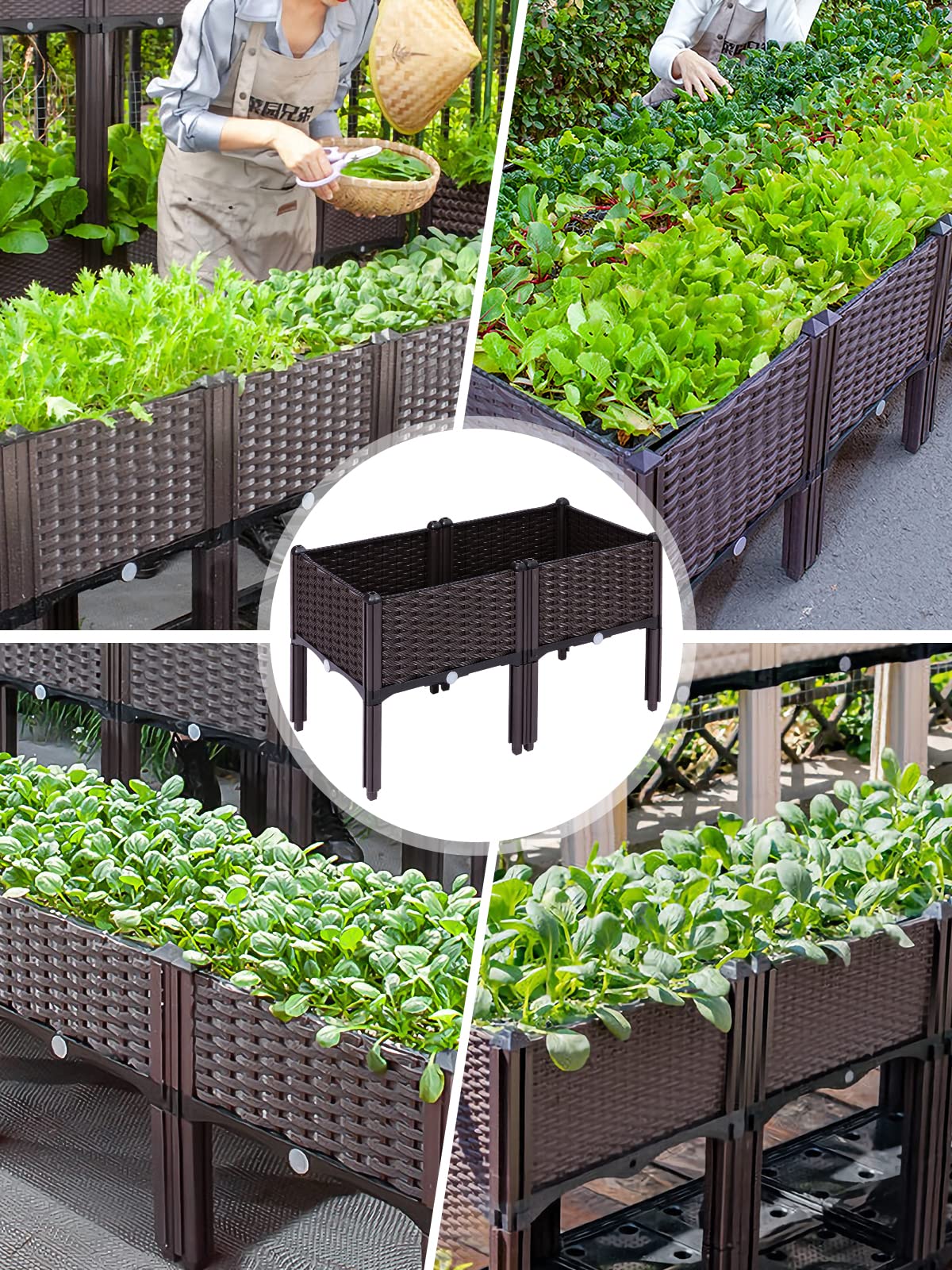 Kalolary 2 Sets Raised Garden Bed Elevated Garden Bed with Legs Patio Plant Boxes Vegetable Flowers Planting Raised Container for Indoor Outdoor Plant Fence Balcony Yard Gardening Supplies
