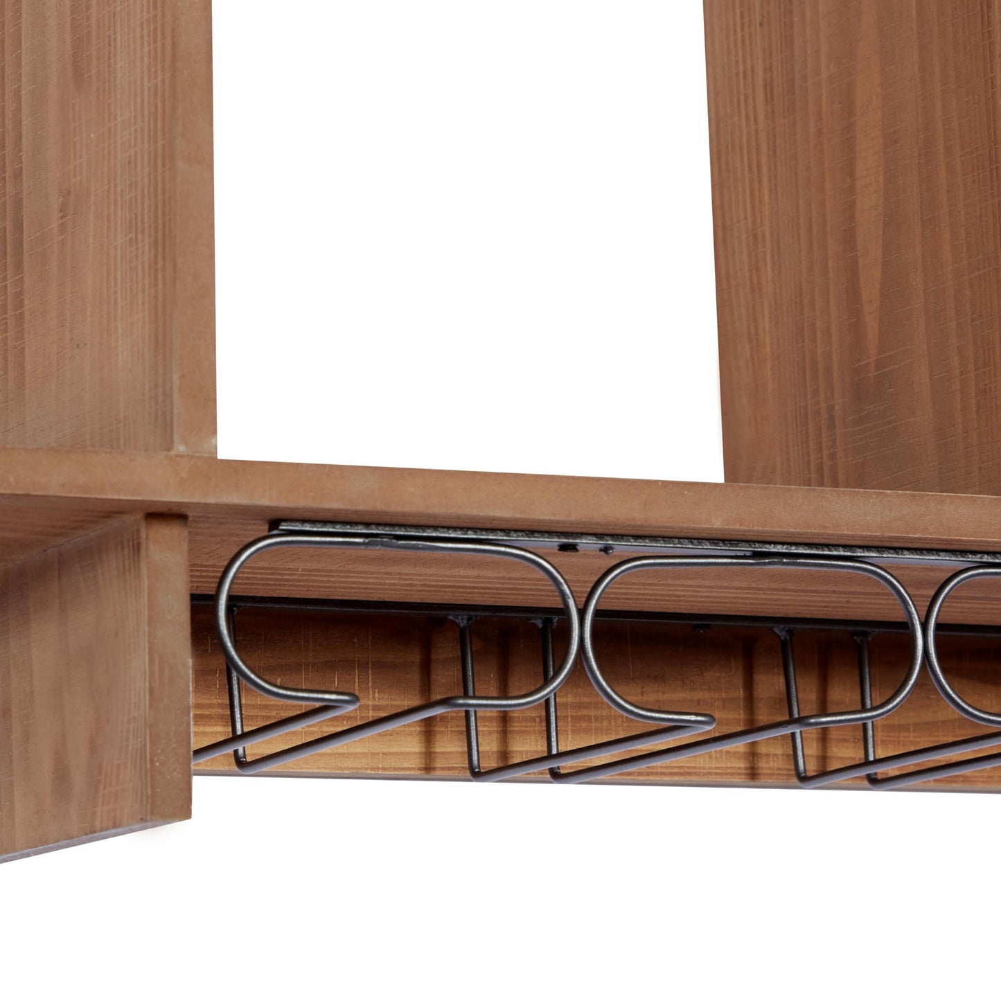Deco 79 Wood Geometric 8 Bottle Slot Wall Wine Rack with 6 Glass Holder Slots, 34" x 8" x 20", Brown