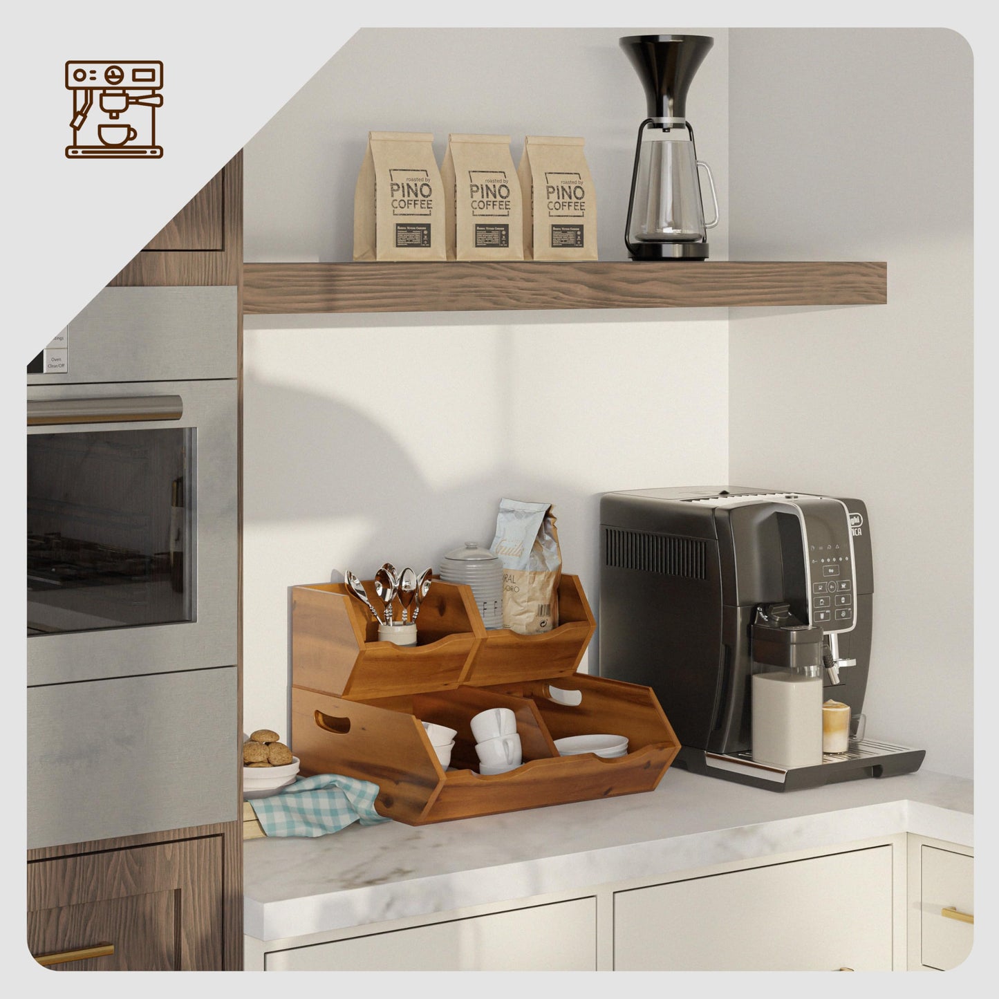 HOLANA Acacia Wood Potato and Onion Storage Bin, Potato Storage, Pantry Baskets, Vegetable Storage, Onion and Potato Storage Bins, Wooden Pantry Bins, Stackable Potato Bins (Patent Pending)