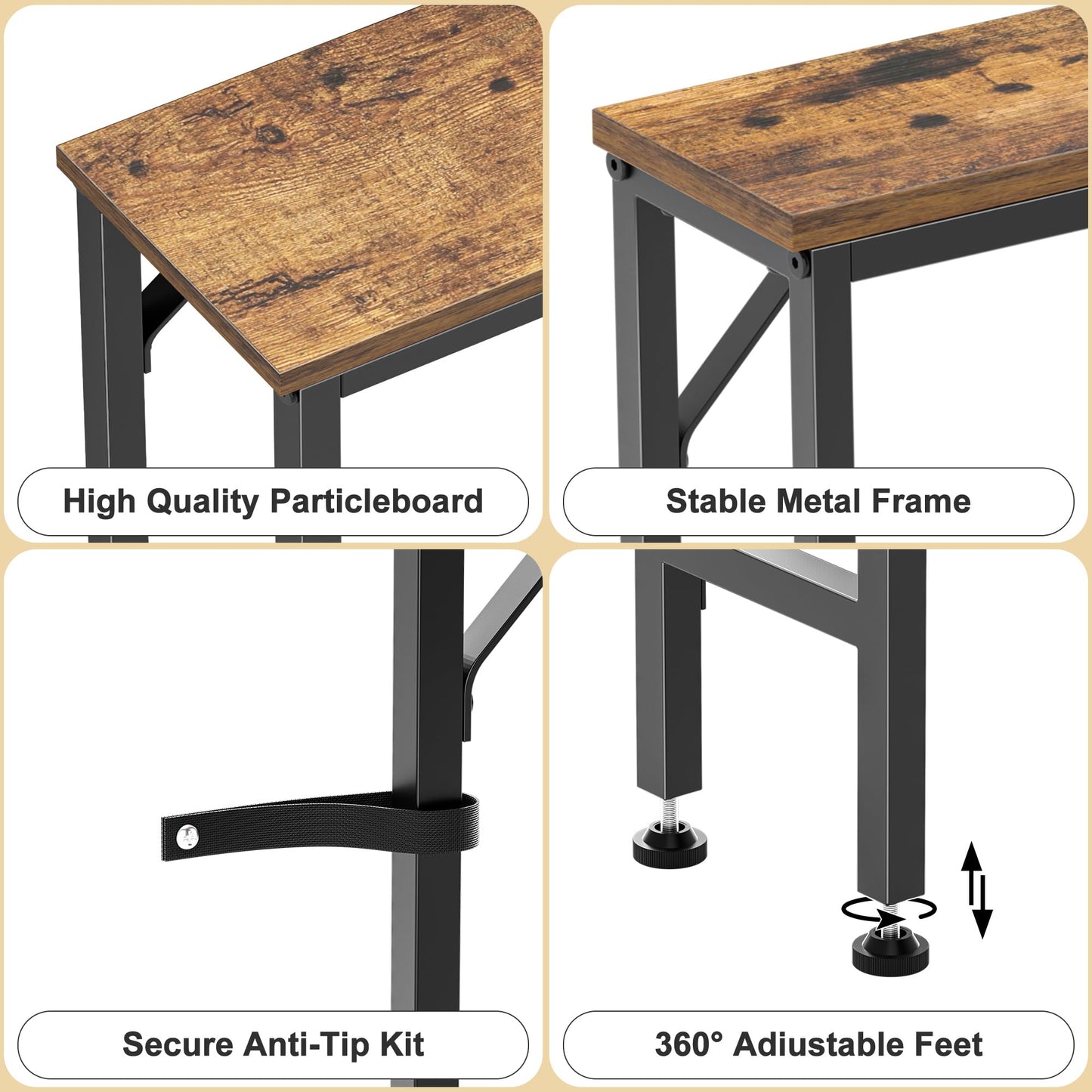 Vantimo 47.2" Console Table, Narrow Entryway Table, Skinny Sofa Table, Behind CouchTable, Long Skinny Table, DisplayTable for Entryway, Living Room, Foyer, Corridor, Office, Rustic Brown