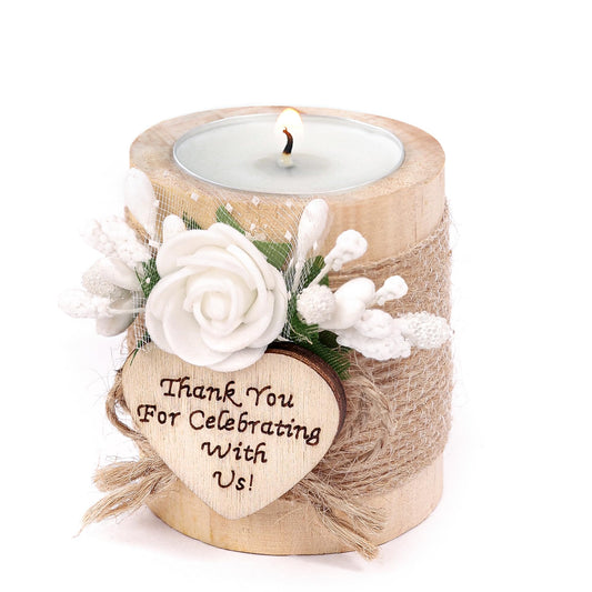 50 Piece Wooden Tealight Candle Holder Set, Wedding Party Favors for Guests, Thank You Favors, Guest Return Favors, Bridal Shower Favors for Guests, Baby Shower Favor for Guests.(Light brown 50 pcs)