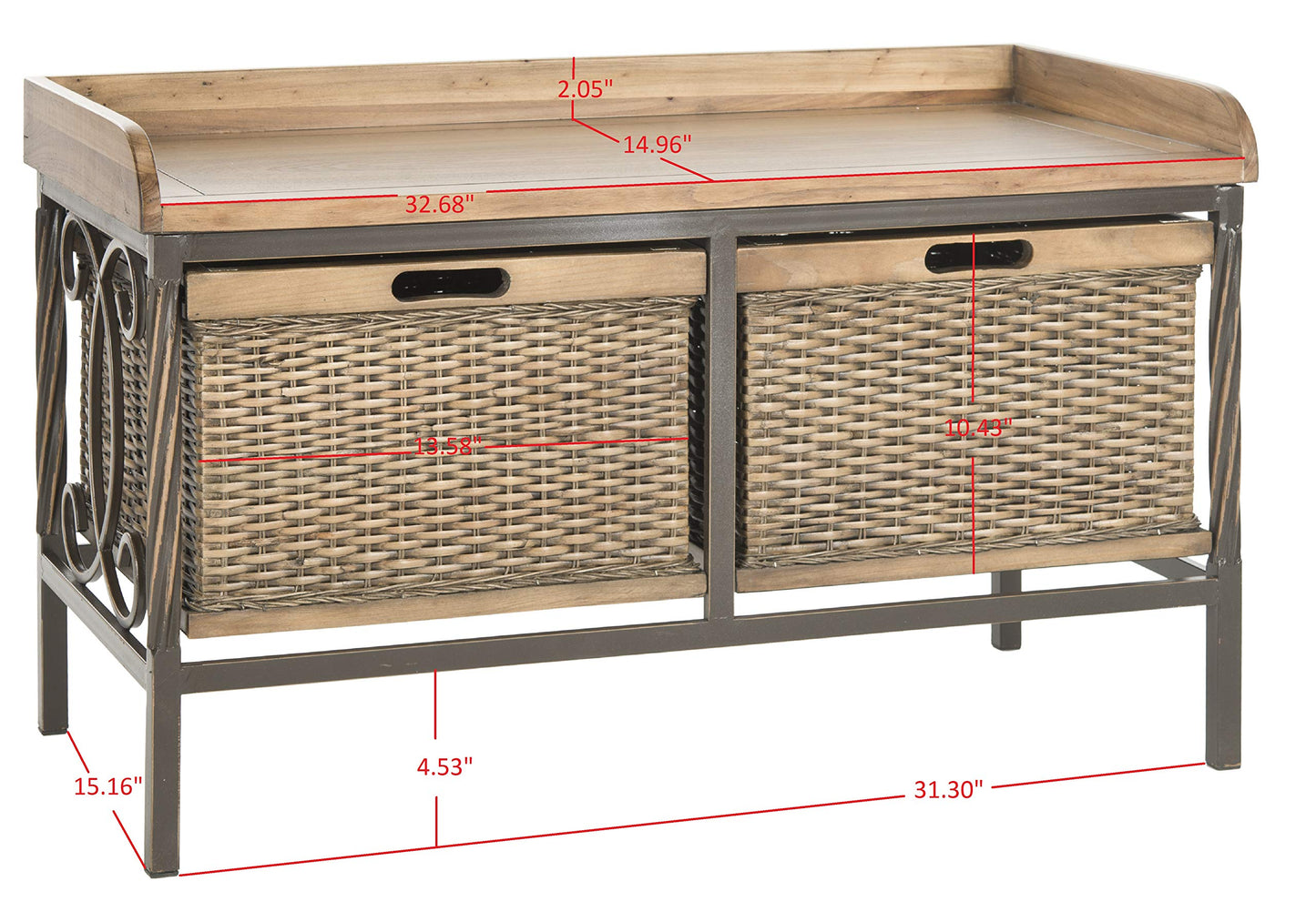 Safavieh American Homes Collection Noah Antiqued Pewter and Oak Storage Bench