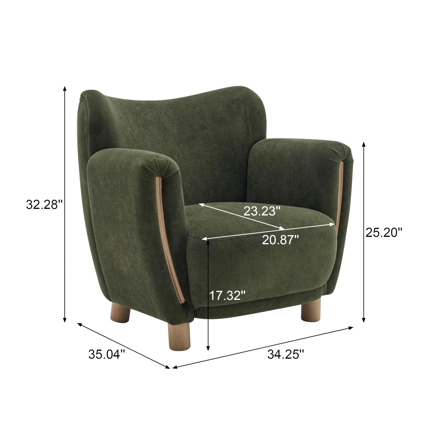 Christopher Knight Home Beba Low Profile Wingback Accent Chair Set of 2, Velvet Club Chair, Bedroom Comfy Reading Chair, Wooden Living Room Single Lounge Sofa, Olive Green