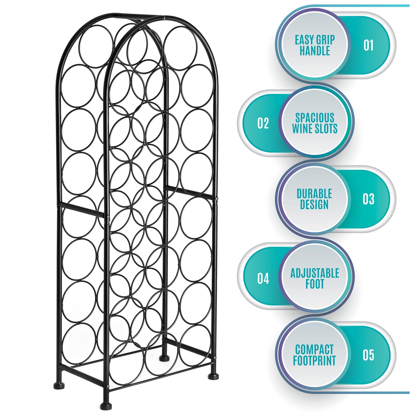 Sorbus Freestanding Wine Rack - Elegant and Unique Bordeaux Chateau Style Floor Wine Stand for 23 Wine Bottle Storage, Champagne, Metal Wine Bottle Holder Stands for Kitchen, Home Bar, Mini Wine Bar