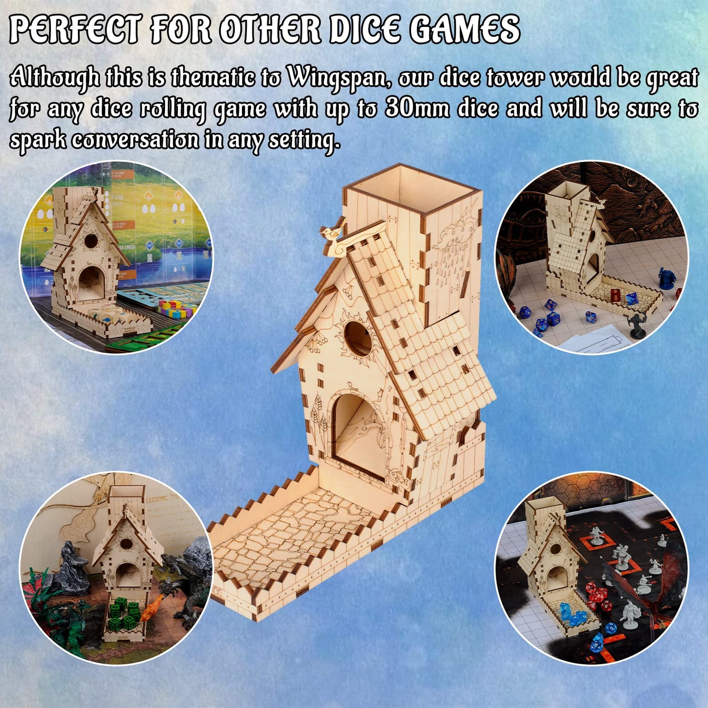 CZYY Bird Feeder Dice Tower with Tray, Compatible with Wingspan