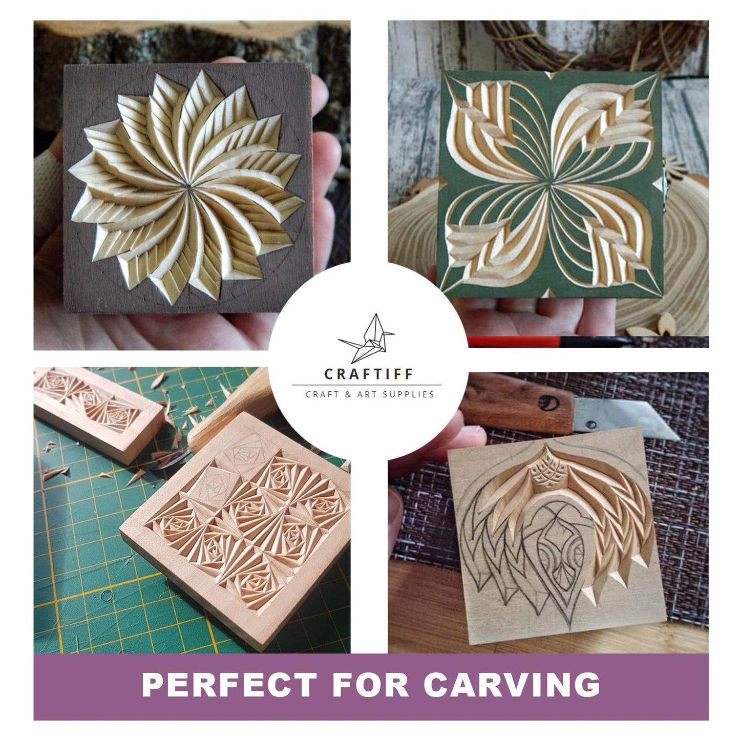 Basswood Carving Blocks Large 4x4x2 inch Wood Blanks DIY Wood Signs for Crafts by Craftiff