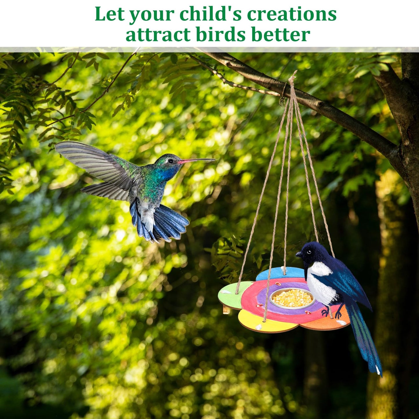 DoubleFill 48 Pcs Bird Feeder Craft Kits for Ages 3-8 Arts and Crafts DIY Wooden Painting Kits Outdoor Toys Party Favor Gifts