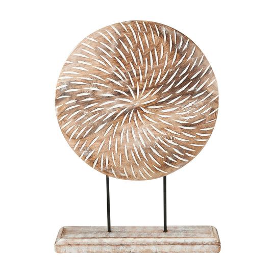 Eximious India Farmhouse Table Sculpture Home Decor Statue Mandala Carved for Modern Home 10" x 14", Living Room, Fireplace Mantel Shelf, Table and Entryway Decor Stand KHST14