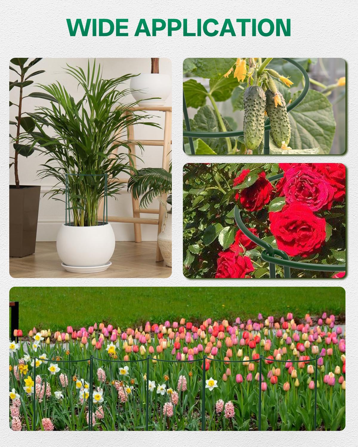 Breeze Touch 8 Pack Plant Support Stakes, 32 Inch Plant Stakes for Outdoor Plants, Peony Cage with 15 Pcs Green Lables, Peony Cages and Supports, Peonies Support Cages Flower Stakes for Plants