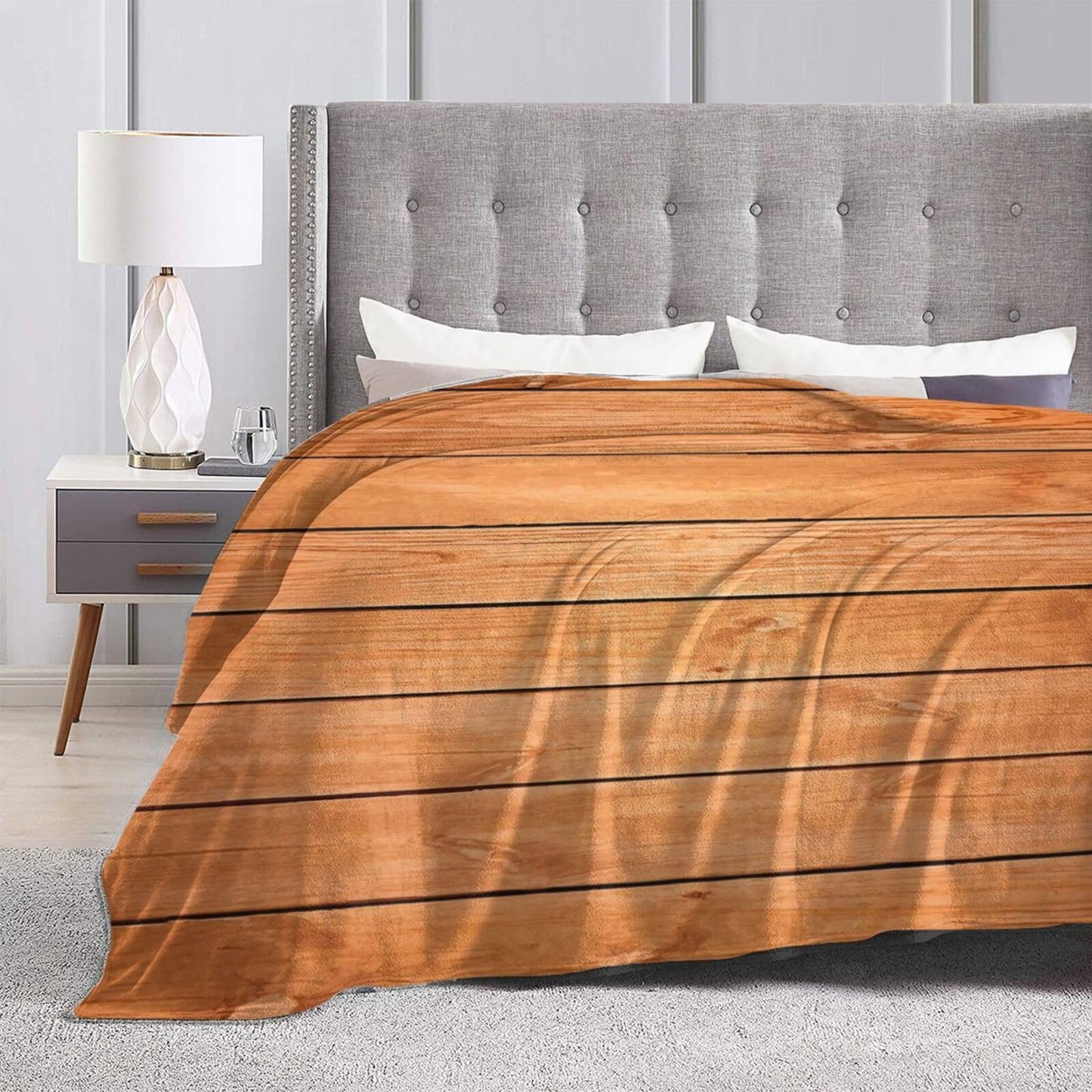 50"X40" Wooden Planks Texture Soft Flannel Blanket - Lightweight and Quick Drying, Used for Home, Travel, Camping