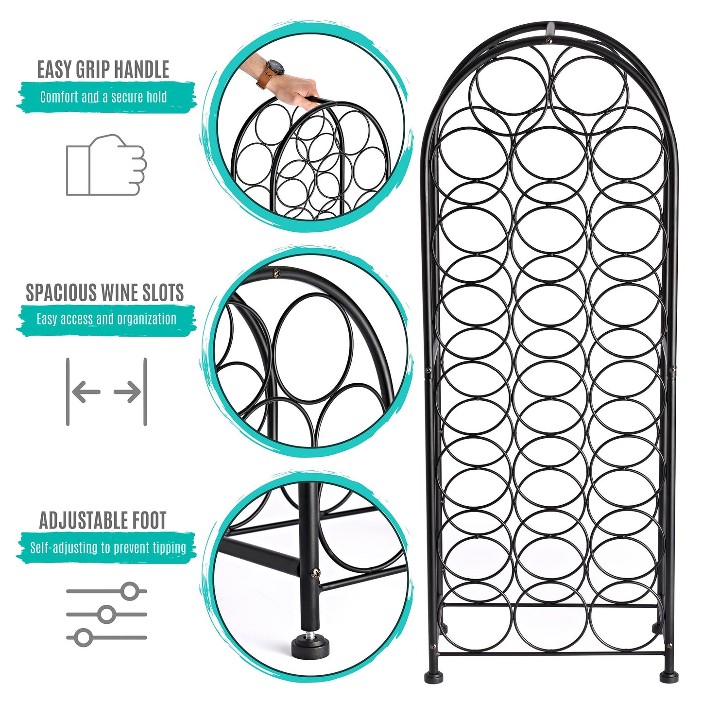 Sorbus Freestanding Wine Rack - Elegant and Unique Bordeaux Chateau Style Floor Wine Stand for 23 Wine Bottle Storage, Champagne, Metal Wine Bottle Holder Stands for Kitchen, Home Bar, Mini Wine Bar