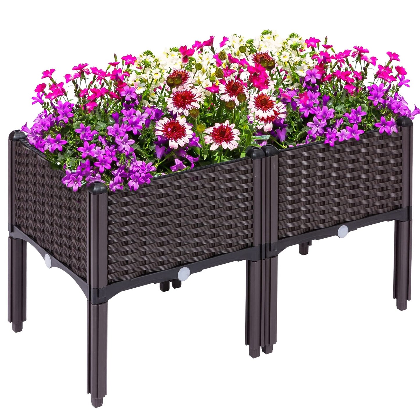 Kalolary 2 Sets Raised Garden Bed Elevated Garden Bed with Legs Patio Plant Boxes Vegetable Flowers Planting Raised Container for Indoor Outdoor Plant Fence Balcony Yard Gardening Supplies