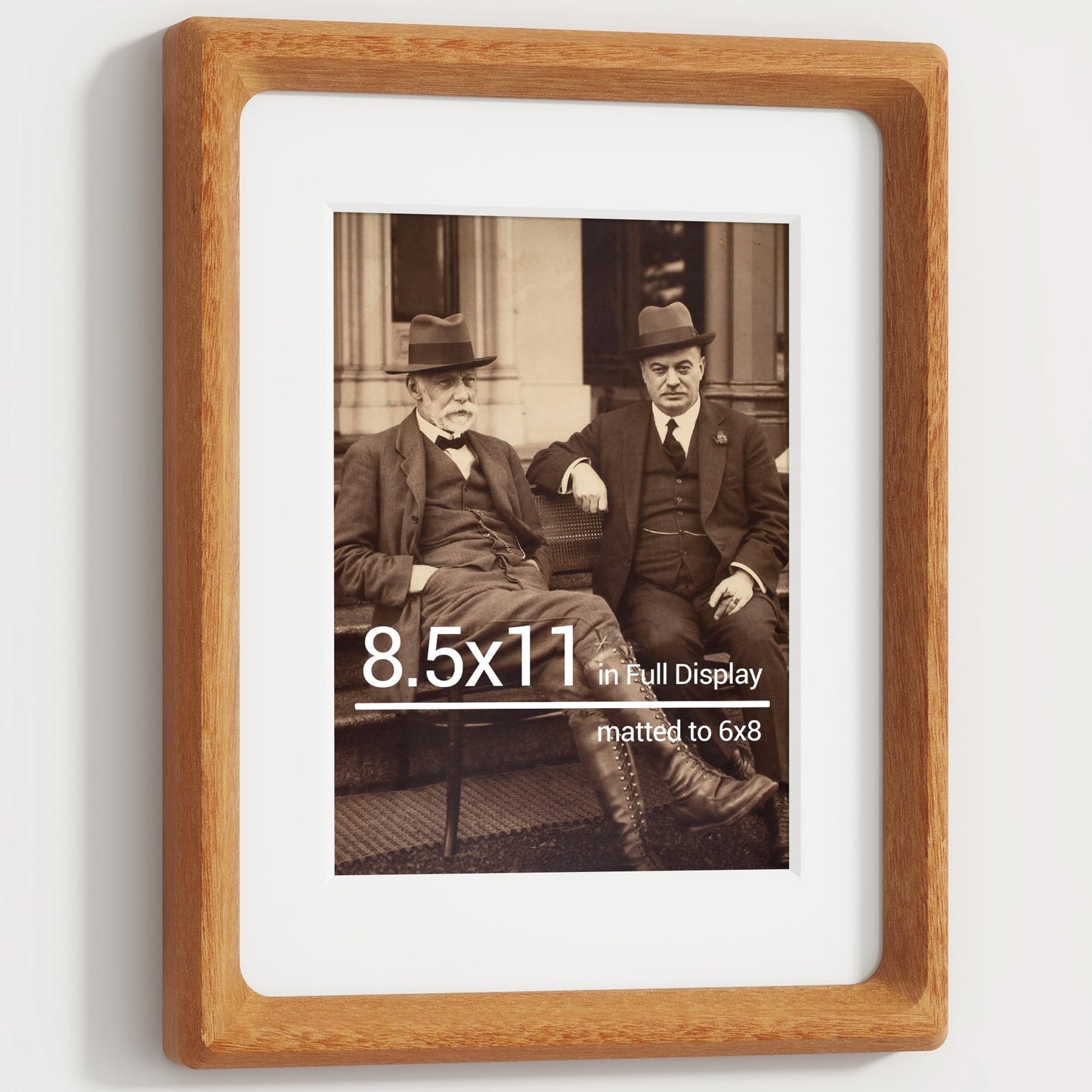 Heimlove 8.5X11 Picture Frames Natural Teak,Original Wood Hand Make Crafted Photo Frame with Mat to 6X8 Graduation Picture Display,Family Picture,Wedding Picture Tabletop & Wall Decoration