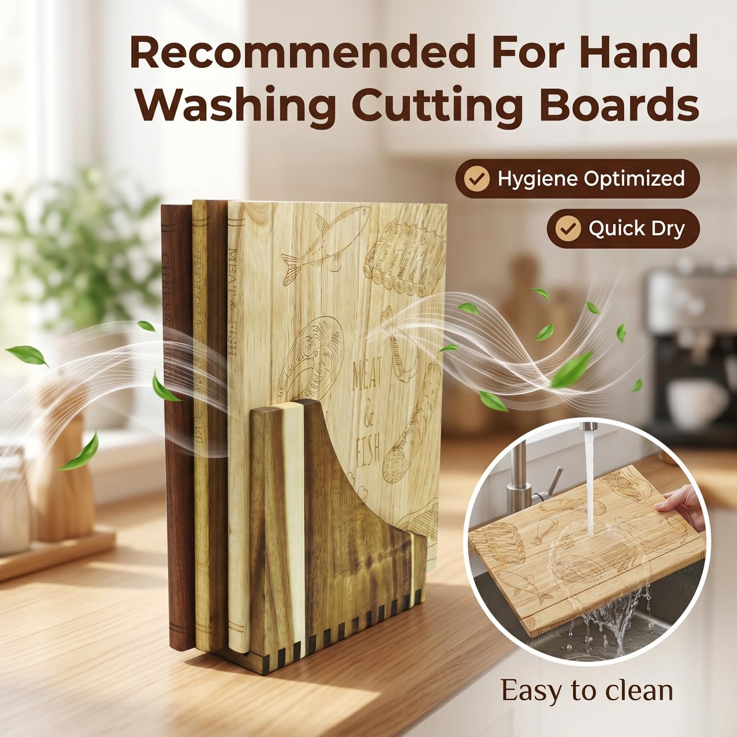 Wooden Book Cutting Board Set with Stand 3 Piece Wooden Cutting Boards Decorative Chopping Board Set for Kitchen Counter Fun Gift for Home Cooks