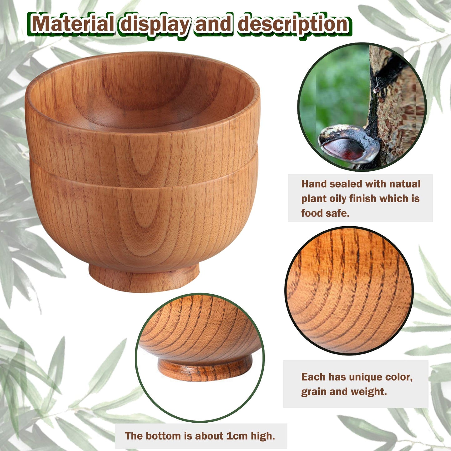 Originalidad Handmade Wood Bowls,Jujube Wooden Japanese Bowl with Matching Spoon for Rice, Soup,Dip,Salad,Tea,Decoration 4 Sets(4 Bowls 4.2 IN + 4 Spoons)