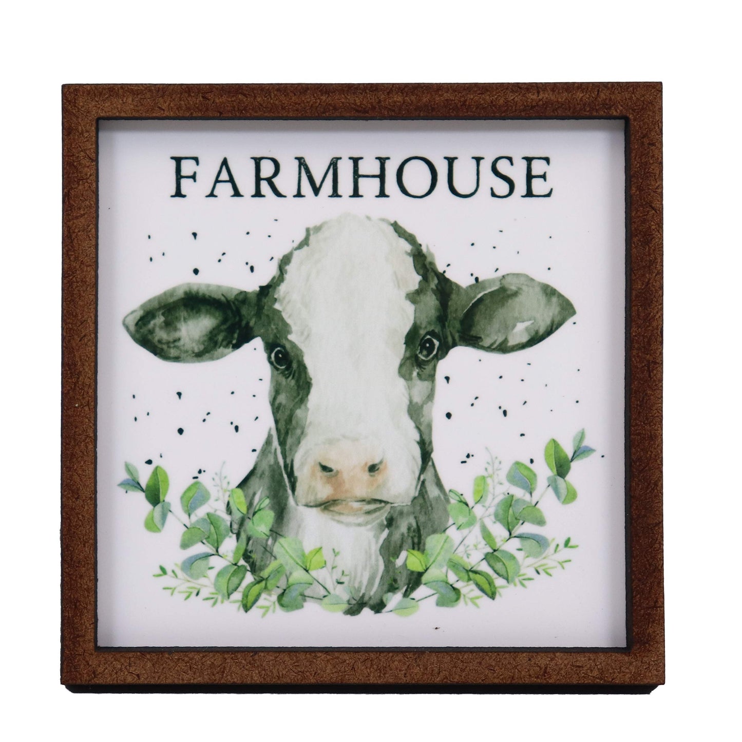 Farmhouse Cow Watercolor Sign - Tier Tray Sign - Wooden Sign - Wood Sign - Shelf Sitter - Home Decor (4" x 4")