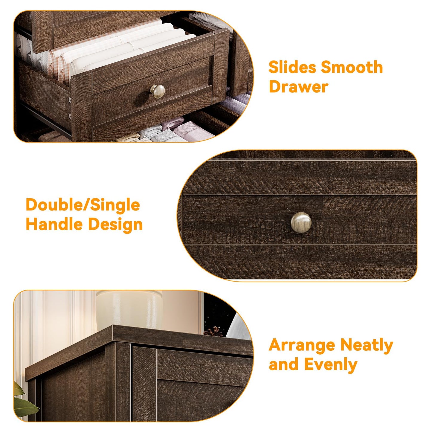 Garvee 12 Drawer Wooden Dressers for Bedroom, Brown Dresser for Adult Bedroom, Modern Wood Chest of Drawers for Living Room, Closet, Entryway, Hallway, Farmhouse Wide TV Stand for 65 Inch TV