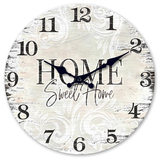 Constantplanet Vintage Home Sweet Hmoe Wall Clocks Battery Operated 20 Inch Large Farmhouse Wooden Wall Clocks for Living Room Decor Rustic Analog Silent Clock