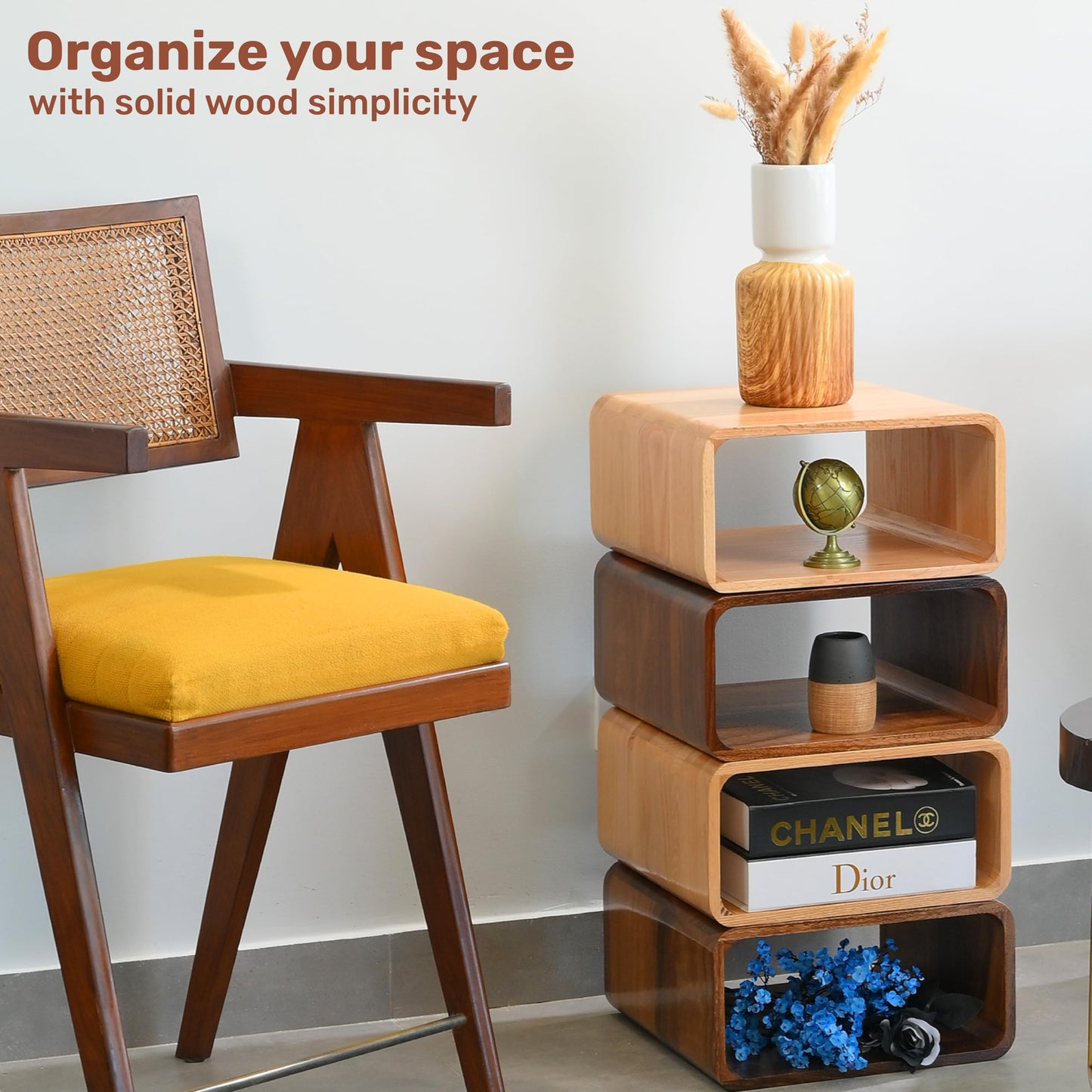 Contempa Wooden Cube Storage Book Shelf Organizer, Bookcase for Bedroom, Livingroom, Dormroom, Home Office, Studyroom, Home Decor and Contemporary Spaces (Walnut | Pack of 1)