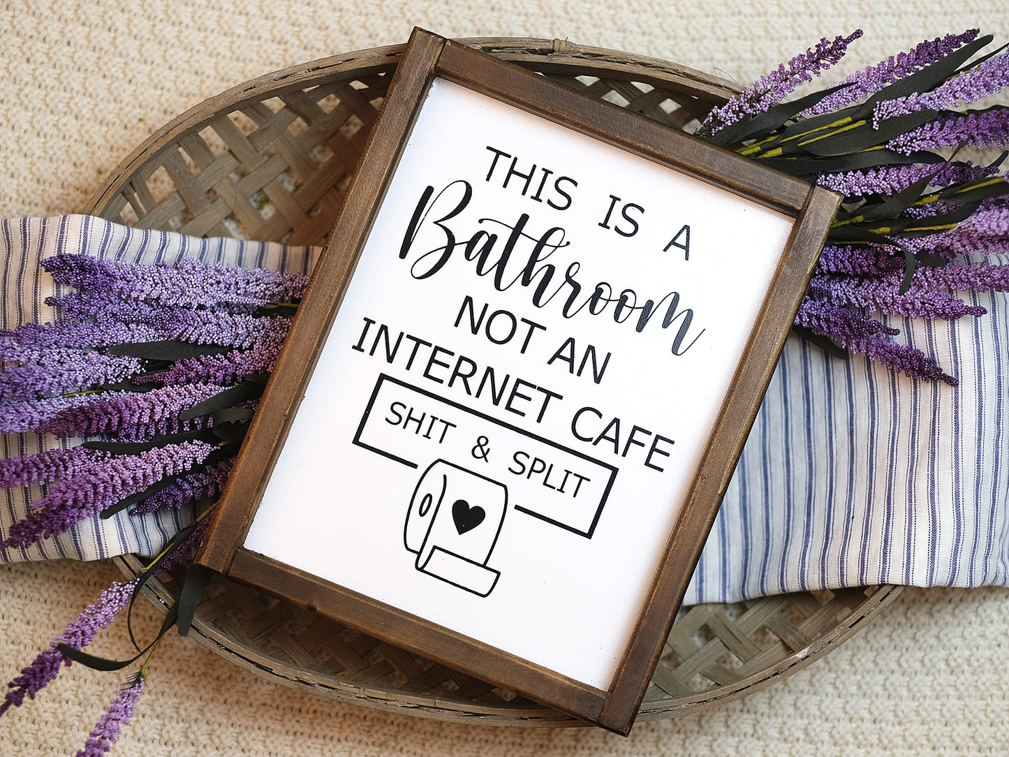 This is a Bathroom Not an Internet Cafe, Funny Bathroom Sign, Toilet Paper Sign, Farmhouse Bathroom Humor Sign, Shelf Sitter,Guests Bathroom Signs Rustic Modern Farmhouse Decor, Kid's Bathroom Decor