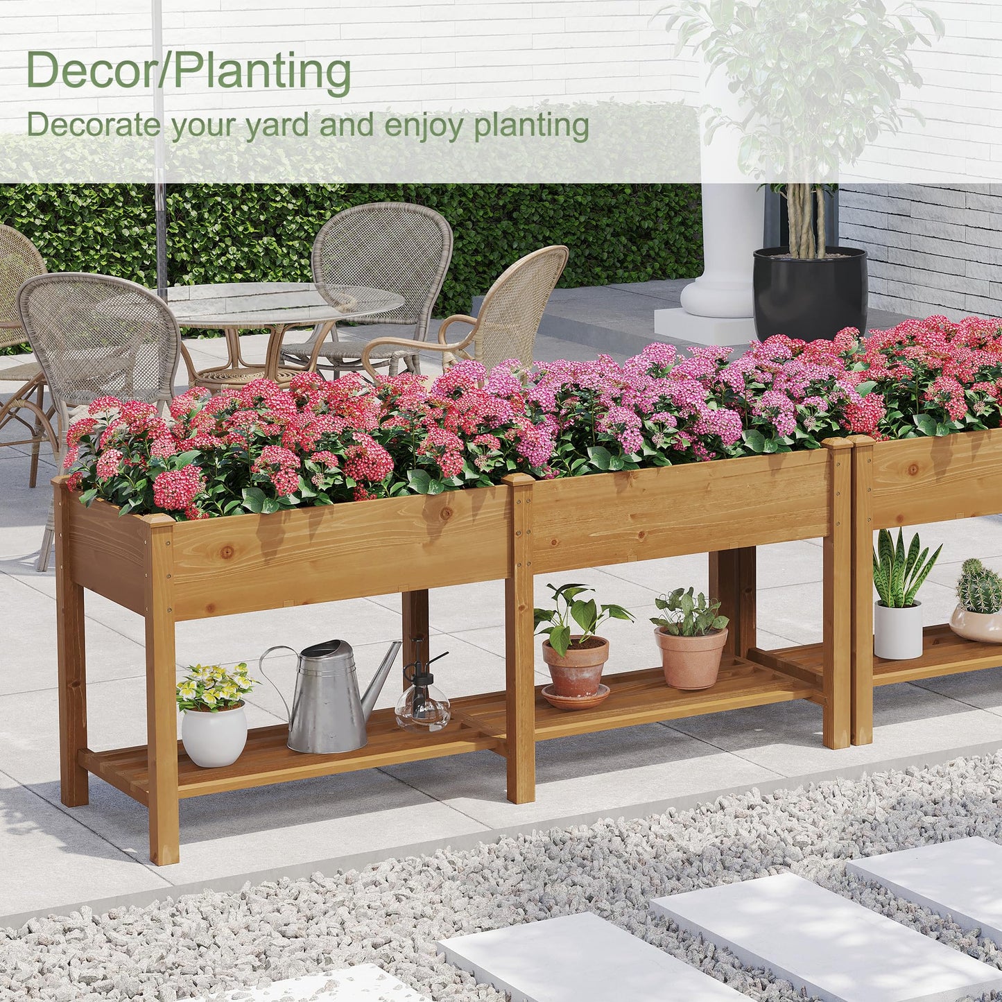 GHWIE Raised Garden Bed with Shelf,Elevated Wooden Planter Box with Legs,Garden Planter for Backyard, Patio, Balcony