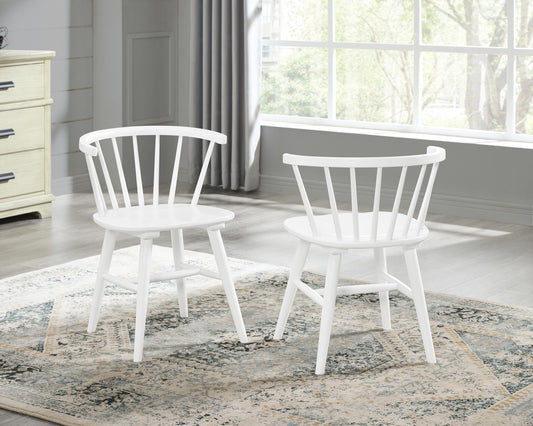 Roundhill Furniture Alwynn Contemporary Wooden Spindle Back Dining Chairs, Set of 2, White