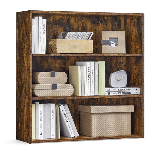 VASAGLE Custos Collection - Bookshelf, 3-Tier Bookcase, Book Shelf, Open Storage Shelf, 9.4 x 31.5 x 32 Inches, for Living Room, Home Office, Dinning Room, Rustic Brown ULBC173X01